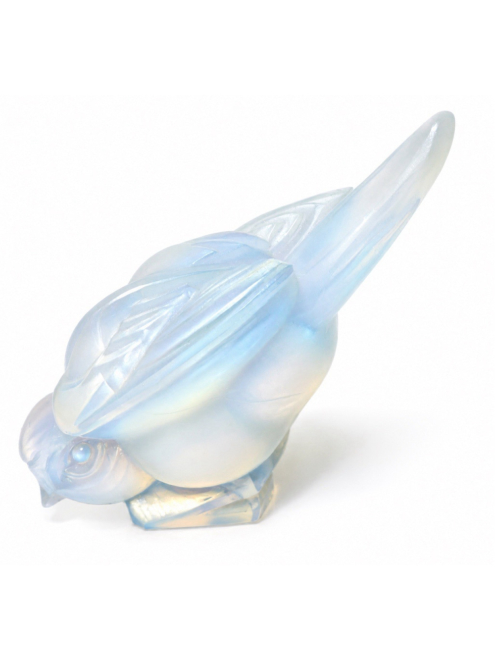 Signed Sabino France Opalescent Glass Bird Figurine Art Deco French Glass